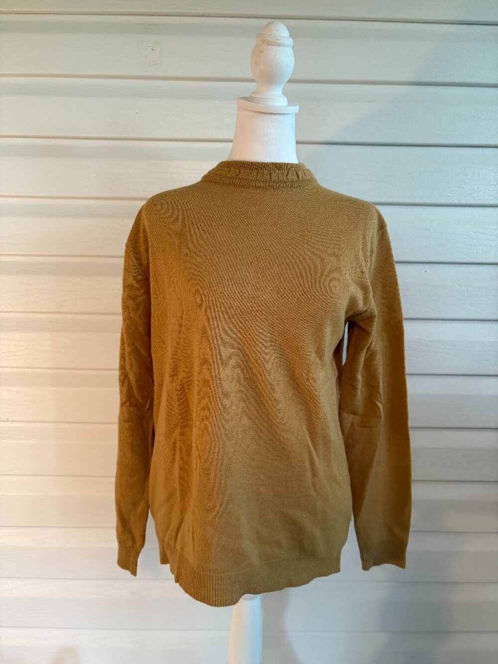 Vintage Lightweight Women's Sweater Mustard Yellow Zip Cowl Neck Long Sleeves